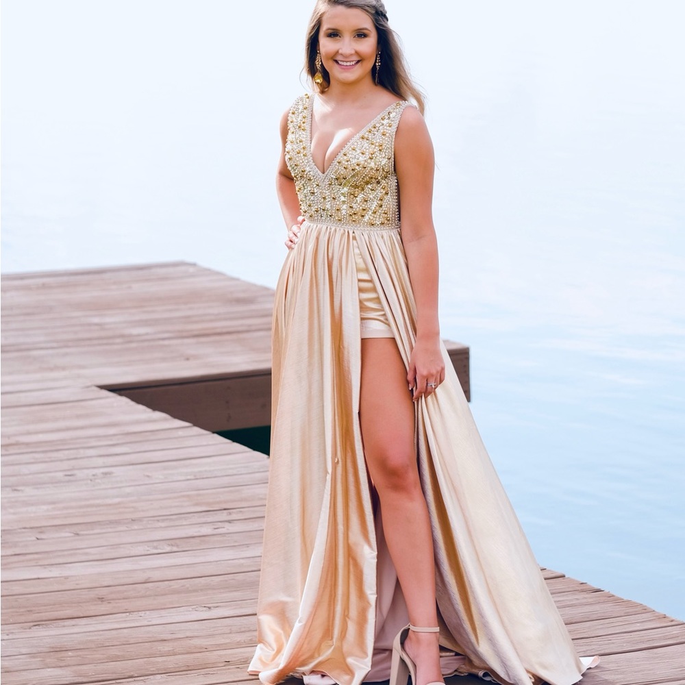Gold prom dress